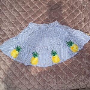 Mini Boden Blue Striped Skirt with Yellow Pineapples